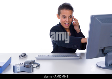 Office worker on mobile phone Stock Photo