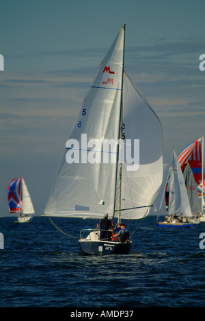 Sailing yacht race Martin 242 with spinnaker set Vancouver Stock Photo