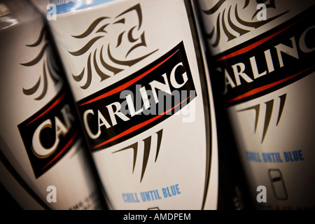 Cans of Carling lager Carling is a Molson Coors Brewing Company brand Stock Photo