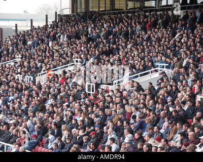 West Ham Football stadium crowds of spectator supporters watching match in progress Upton Park East London England UK Stock Photo