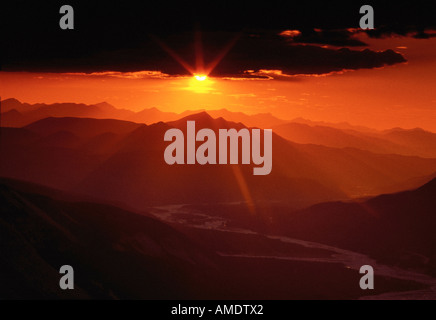 Sunset over Stone Mountain Provincial Park British Columbia, Canada Stock Photo