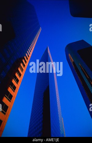 Looking Up at Office Towers Financial District Los Angeles, California, USA Stock Photo