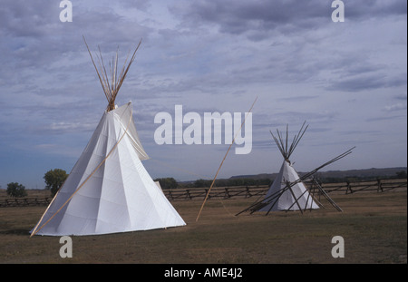 Indian teepees Fort Laramie National historic site Wyoming USA Stock Photo