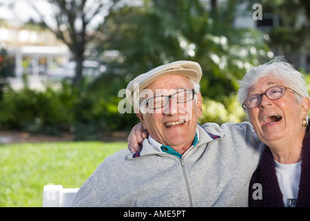 A senior couple in a park. Stock Photo