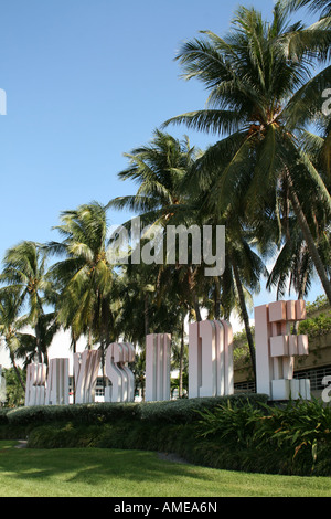 giant Bayside sign Miami with palm trees  November 2007 Stock Photo