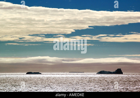 Floating icebergs in back light, Antarctica, Weddellmeer Stock Photo