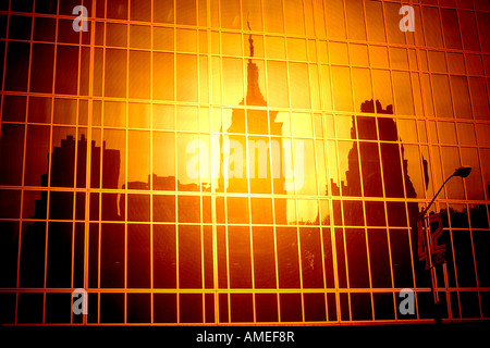 Empire State Building in New York City at sunset Stock Photo