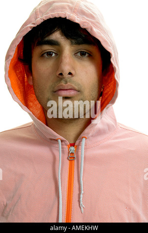 Young Man Wearing Hooded Jacket Stock Photo