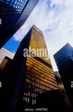 Looking Up at Office Towers Toronto, Ontario, Canada Stock Photo