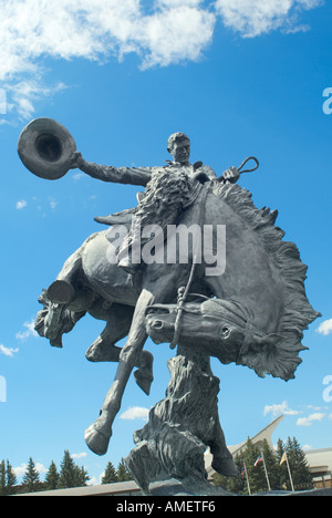 Bucking bronco statue outdoors in Laramie Wyoming USA Stock Photo