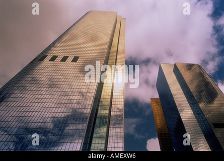 Looking Up at Office Towers and Sky Los Angeles, California, USA Stock Photo