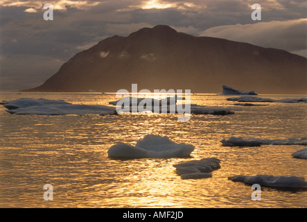 Icebergs in Jones Sound Near Grise Fiord, Nunavut, Canada Stock Photo