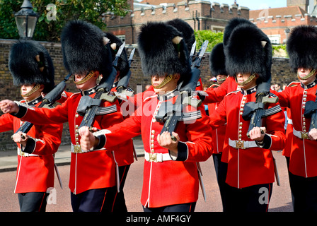 Changing of the Guard at Buckingham Palace with the Beefeaters Stock Photo