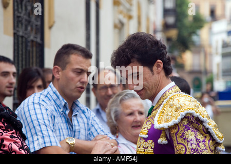 Vilches, Spanish bullfighter, arriving in Real Maestranza bullring for a bullfight, Seville, Spain, 15 June 2006 Stock Photo