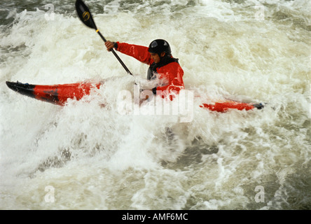 Man Kayaking, Ocoee River, North Carolina, USA Stock Photo