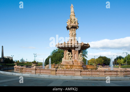 statue of Queen Victoria on top of Doulton Fountain Peoples Palace Glasgow Green Scotland Europe Stock Photo