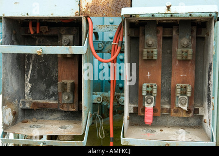 disused electrical fuse box on the site of the former John Brown Engineering Clydebank Glasgow Scotland Europe Stock Photo