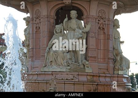 Canada sculpture on the Doulton Fountain Peoples Palace Glasgow Green Scotland Europe Stock Photo
