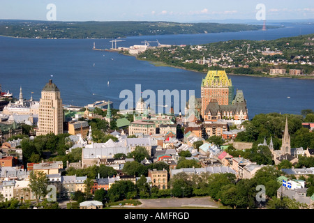 Aerial images of Quebec City from atop the Observatoire de la Capitale, Quebec, Canada. Stock Photo