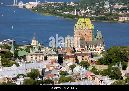Aerial images of Quebec City from atop the Observatoire de la Capitale, Quebec, Canada. Stock Photo