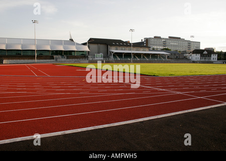 WALES NATIONAL POOL, WITH ATHLETIC TRACK IN FOREGROUND, SINGLETON HOSPITAL IN BACKGROUND, Sketty, Swansea, West Glamorgan, Wales Stock Photo