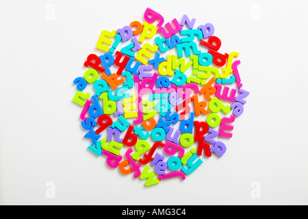 kids alphabet fridge magnets forming a globe Stock Photo