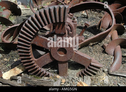 Old mining equipment abandoned at Holy Cross City, a Ghost Town, high in the Colorado Rockies Stock Photo