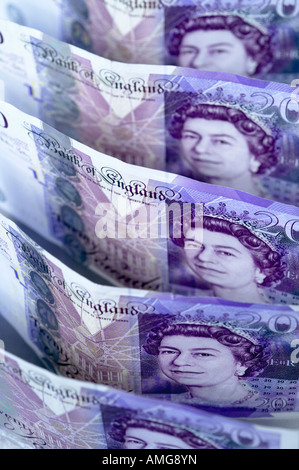 English UK twenty pound sterling pounds bank notes currency Stock Photo