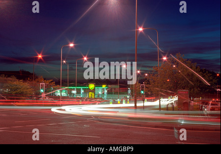 BP Petrol Station in Marston Oxford at night Stock Photo