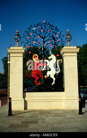 The famous and colourful Queen Elizabeth's (The Queen Mother) Gates are in Hyde Park London at Hyde Park Corner Stock Photo
