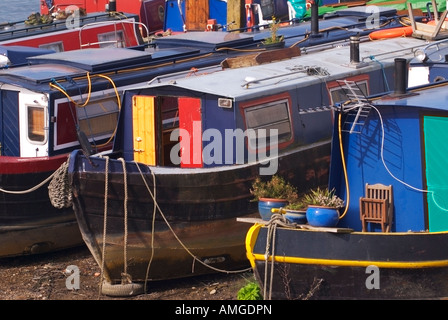 Houseboats on the river Thames at Hammersmith in London Stock Photo
