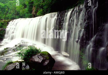 waterfall sgwd isaf clun gwyn on the river mellte wales uk lower white meadow fall Stock Photo