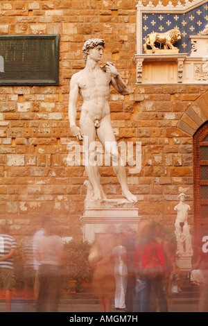 Copy of Michelangelo's David statue, Piazza della Signoria, Florence, Italy Stock Photo