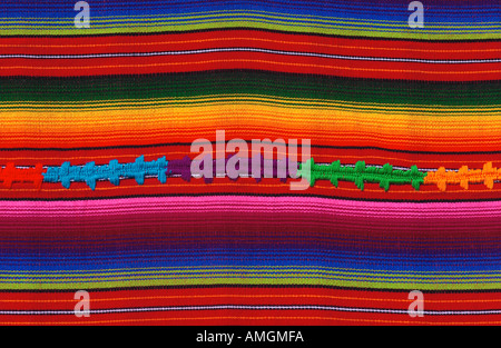 Close up Horizontal shot of colourful patterned bright woolen shawl Stock Photo