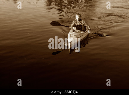 Portrait of Man Kayaking Stock Photo