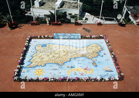 Capri Tile Map Map of Capri made from ceramic tiles, on a balcony, Capri, Italy Stock ...