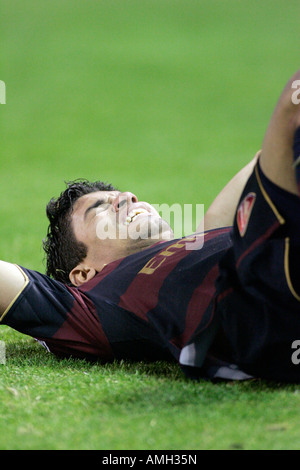 Eduardo hurt after a foul. Stock Photo