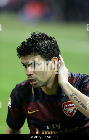 Eduardo sitting on the floor after a foul. Stock Photo