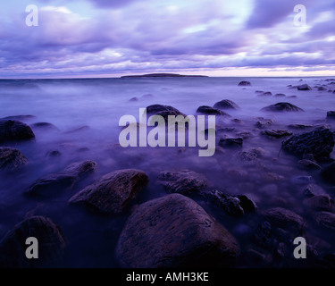 Sunset and Clouds over Georgian Bay, Awenda Provincial Park, Ontario, Canada Stock Photo