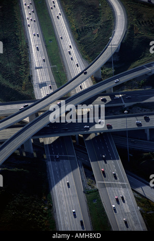 Aerial View of Highway Overpass, Highways 407 and 400, Ontario, Canada Stock Photo