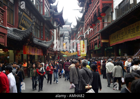 Busy street in the Yuyuan Bazaar Shanghai China Stock Photo
