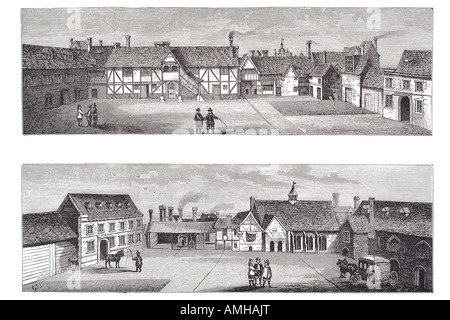 1660 arundel house Strand Middle Ages Bishops Bath Wells Royal Society town house palace River Thames St Clement Danes court yar Stock Photo