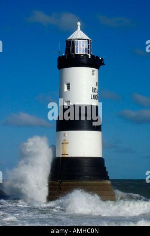 Trwyn Du lighthouse at Penmon Point Anglesey North Wales Stock Photo