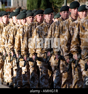 Line of Marching Soldiers The Rifles an elite rifle regiment Parade in Salisbury Wiltshire England Stock Photo