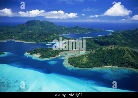 Aerial view of Raiatea Island in French Polynesia Stock Photo