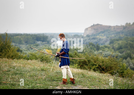 archer in Reenactment festival in devin castle slovakia Stock Photo