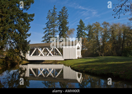 Jordan Covered Bridge in Pioneer Park Stayton Oregon USA Stock Photo