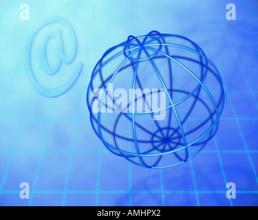 Wire Globe and @ Symbol Stock Photo