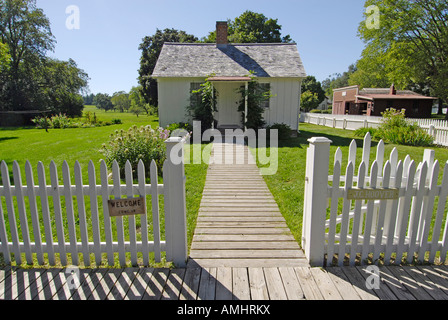 Birth home of Hoover at The President Herbert Hoover Presidential Museum and National Historic Site at West Branch Iowa IA Stock Photo