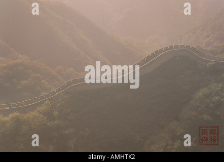 Great Wall at Sunset, Badaling, China Stock Photo